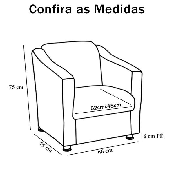 Imagem de Kit 2 Poltrona Decorativa Estofada Cadeira Sala Escritório Recepção