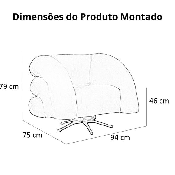 Imagem de Kit 2 Poltrona Decorativa Micheli Giratória e Balanço Veludo