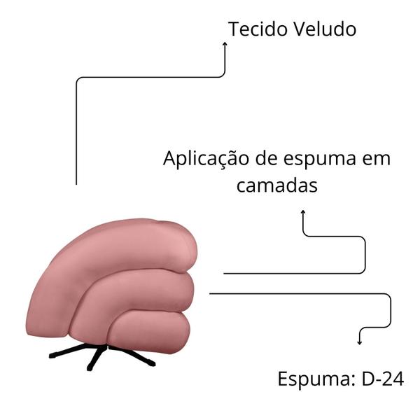 Imagem de Kit 2 Poltrona Decorativa Micheli Giratória e Balanço Veludo