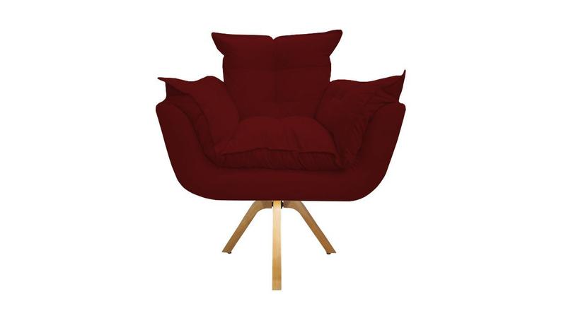 Imagem de Kit 2 Poltrona Decorativa Opala Base Giratória Suede Marsala Mz Decor