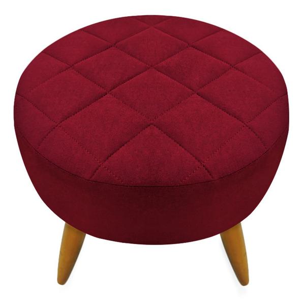 Imagem de Kit 2 Poltrona Decorativa + Puff Maitê Estilo Matelassê Suede Vermelho Marsala