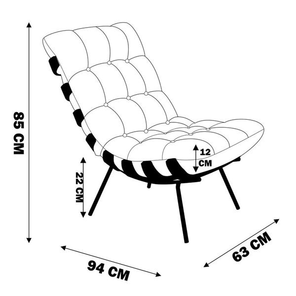 Imagem de Kit 2 Poltrona Decorativa Sala de Estar Costela Base Preta Couro Mel G34 - Gran Belo