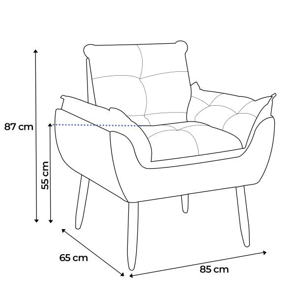 Imagem de Kit 2 Poltrona Decorativa Sala de Estar Prime 1 Puff Redondo