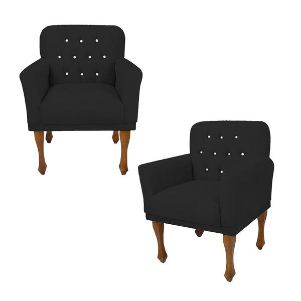 Imagem de Kit 2 Poltrona Estofada Para Sala Comercial Anitta Suede Preto DL Decor