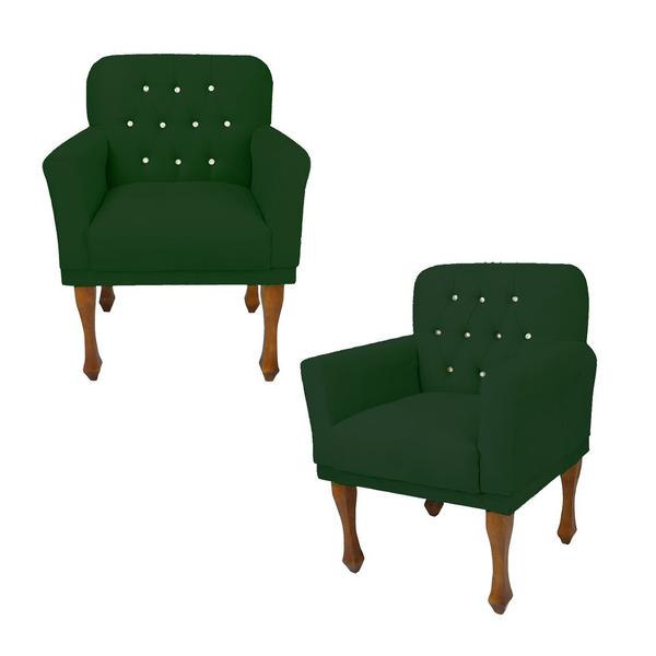 Imagem de Kit 2 Poltrona Estofada Para Sala de Estar Anitta Suede Verde DL Decor