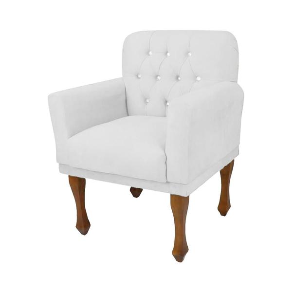 Imagem de Kit 2 Poltrona Estofada Para Sala de Visitas Anitta Suede Branco LM DECOR