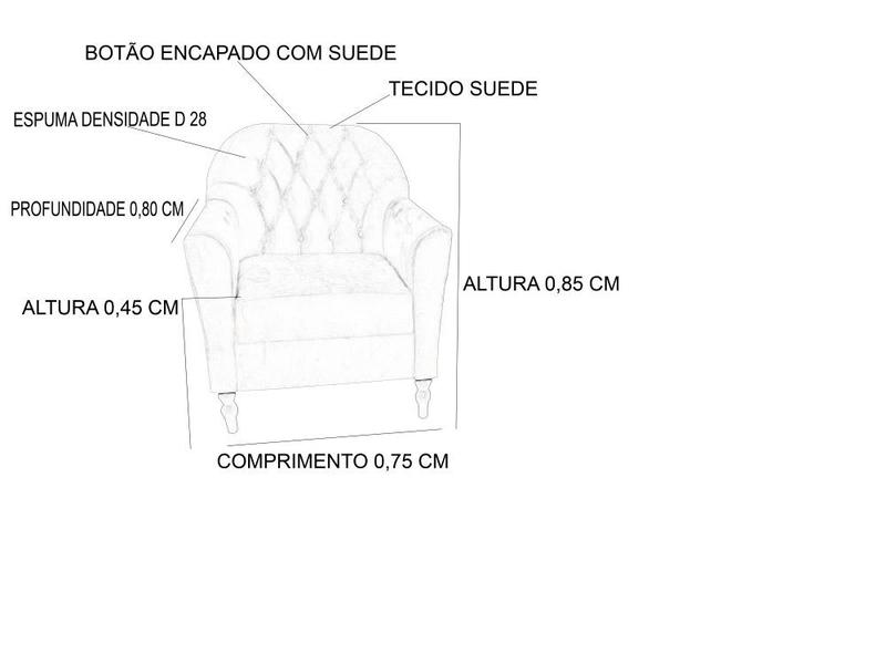 Imagem de Kit 2 Poltrona + Namoradeira Decorativa Para Sala Recepção Consultorio Suede Azul Turquesa -ANCHAR ESTOFADOS