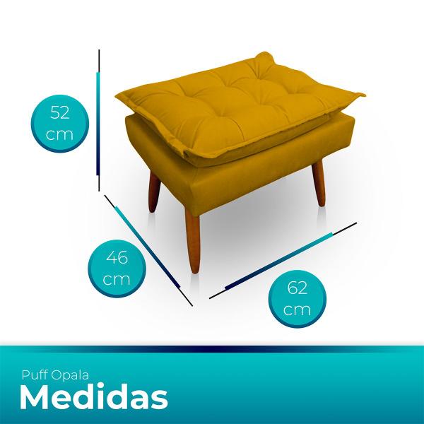 Imagem de Kit 2 Poltrona Opala com Puff Opala para Sala e Quarto Suede Amarelo - LH Decor