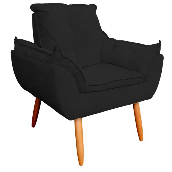 Imagem de Kit 2 Poltrona Opala para Sala e Quarto Suede Preto- Jylcrom