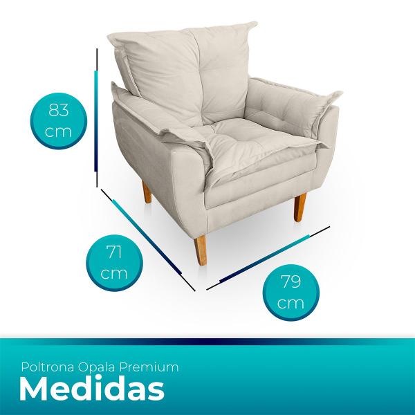 Imagem de Kit 2 Poltrona Opala Premium para Sala e Quarto Suede Bege- LH Decor