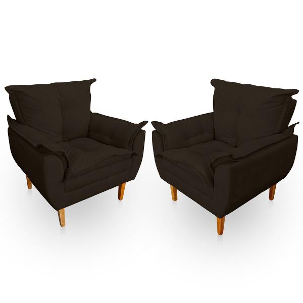 Imagem de Kit 2 Poltrona Opala Premium para Sala e Quarto Suede Marrom- Jylcrom