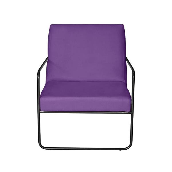 Imagem de KIT 2 Poltrona para Descanso Iza Base de Ferro Preto Jardim Varanda Suede Roxo - Móveis Mafer