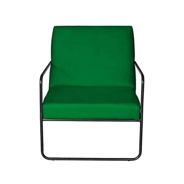 Imagem de KIT 2 Poltrona para Descanso Iza Base de Ferro Preto Jardim Varanda Suede Verde - Móveis Mafer