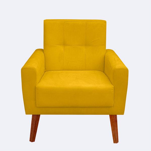 Imagem de Kit 2 Poltrona para Sala confortável e Reforçada Isis Suede Amarelo - LH Decor