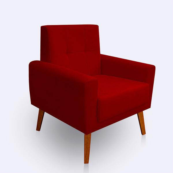 Imagem de Kit 2 Poltrona para Sala confortável e Reforçada Isis Suede Vermelho - LH Decor