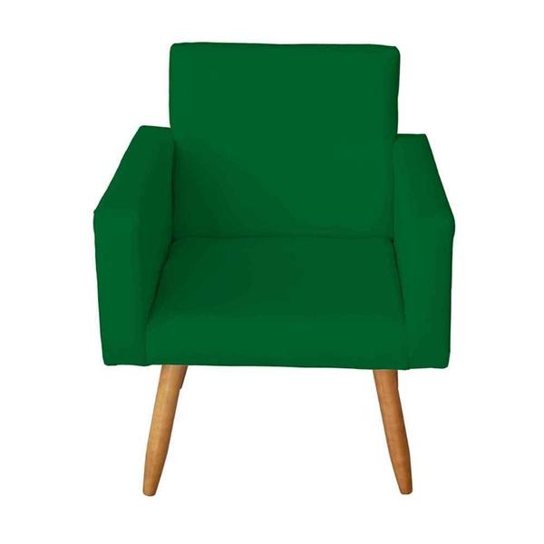 Imagem de Kit 2 poltrona para sala nina com Puff quadrado Suede Verde- Móveis Mafer