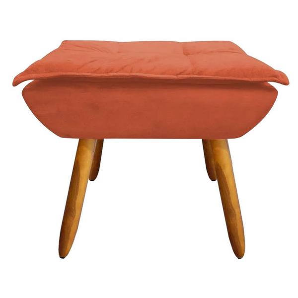 Imagem de Kit 2 Poltrona + Puff Opala Cadeira Retro Consultório Recepção Salão Sala de Estar Decorativa King Lar Suede Laranja