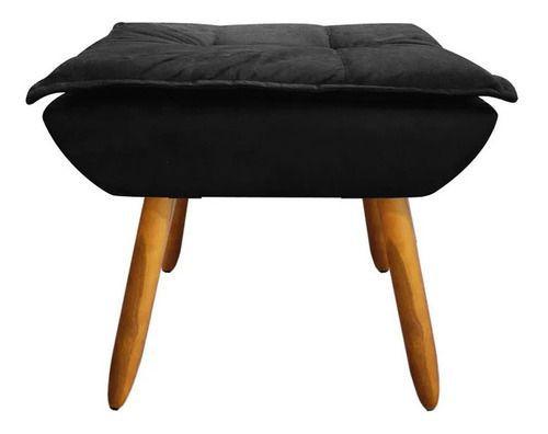 Imagem de Kit 2 Poltrona + Puff Opala Decorativa Suede Preto