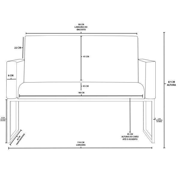 Imagem de Kit 2 Poltrona + Sofá 2 Lugares com Base Ferro Preta material sintético