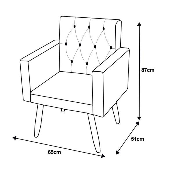 Imagem de Kit 2 Poltronas 66cm Capitonê Thais Suede - Mafer