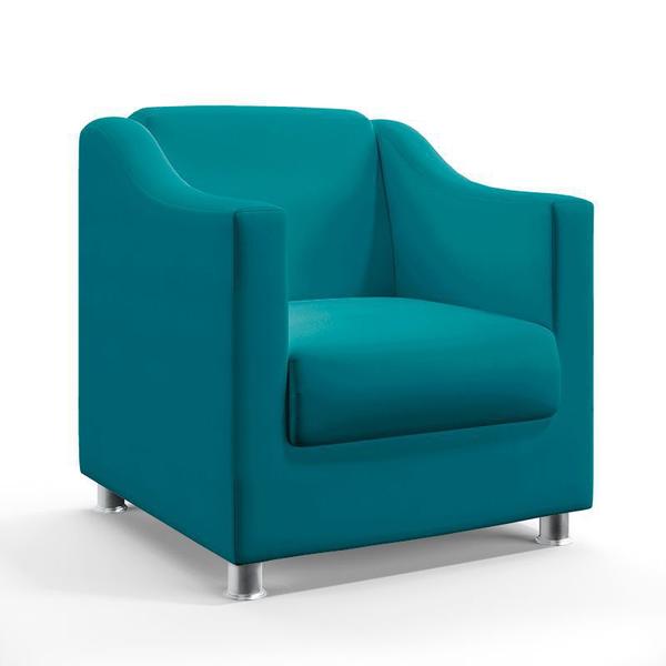 Imagem de Kit 2 Poltronas Alya E Puff Izar Suede Azul Turquesa Aradecor