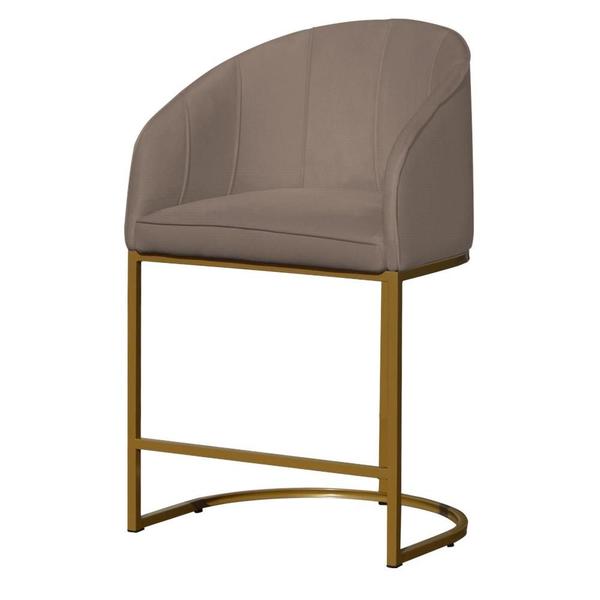 Imagem de Kit 2 Poltronas Banqueta Decorativa Base Metal Mia Suede Cappuccino - LM DECOR