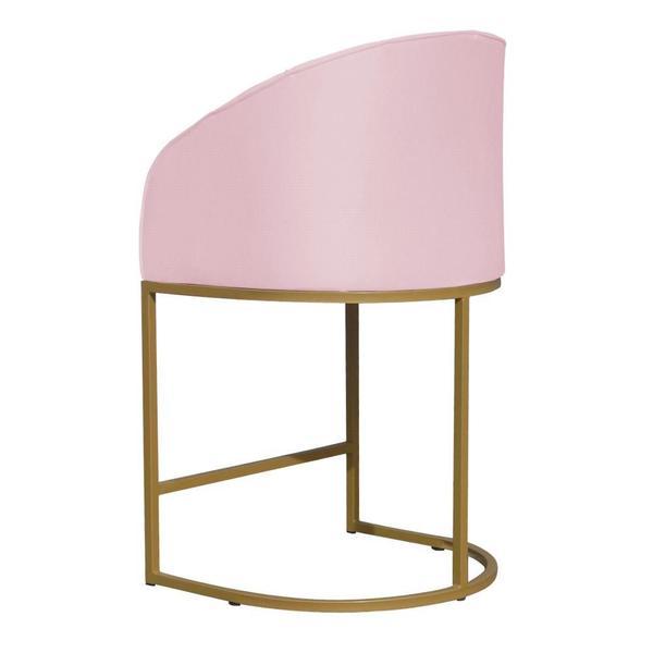 Imagem de Kit 2 Poltronas Banqueta Decorativa Base Metal Mia Suede Rosa Bebe - LM DECOR