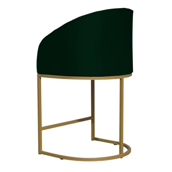 Imagem de Kit 2 Poltronas Banqueta Decorativa Base Metal Mia Suede Verde - LM DECOR