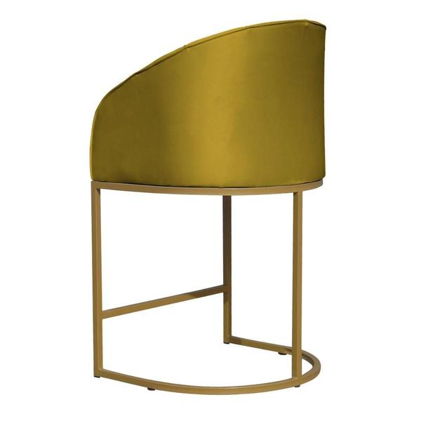 Imagem de Kit 2 Poltronas Banqueta Decorativa Base Metal Mia Veludo Mostarda - LM DECOR