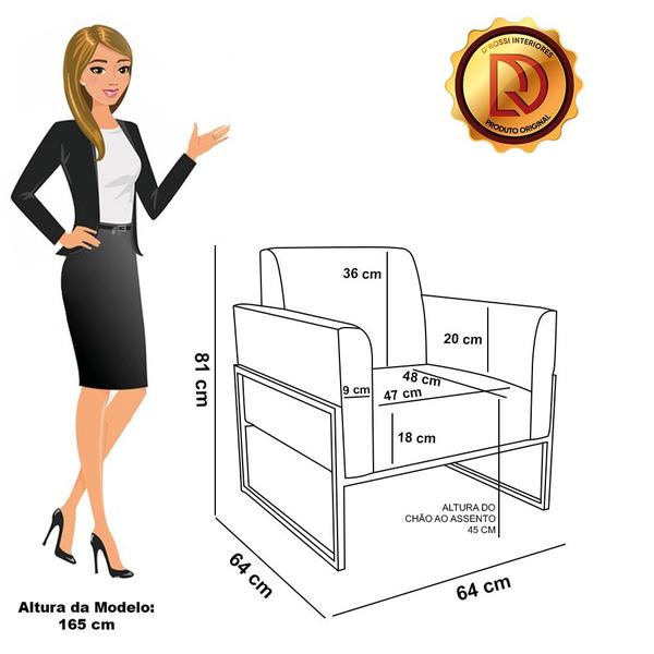 Imagem de Kit 2 Poltronas Base Industrial Alta Dourado Marisa Corano D03 - D'Rossi