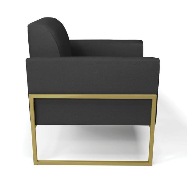 Imagem de Kit 2 Poltronas Base Industrial Alta Dourado Marisa material sintético Preto D03 - D'Rossi