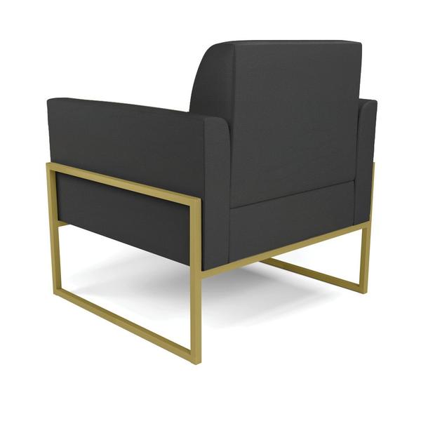 Imagem de Kit 2 Poltronas Base Industrial Alta Dourado Marisa material sintético Preto D03 - D'Rossi