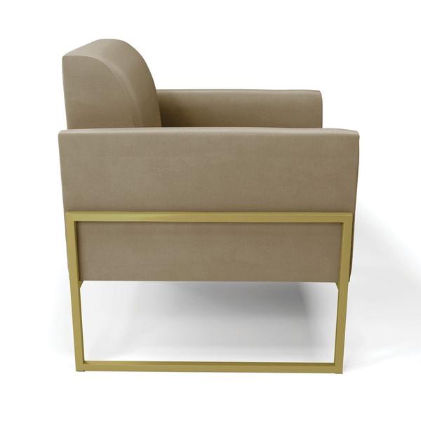 Imagem de Kit 2 Poltronas Base Industrial Alta Dourado Marisa Suede D03 - D'Rossi