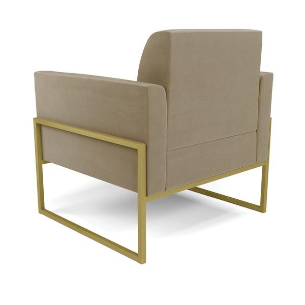 Imagem de Kit 2 Poltronas Base Industrial Alta Dourado Marisa Suede D03 - D'Rossi