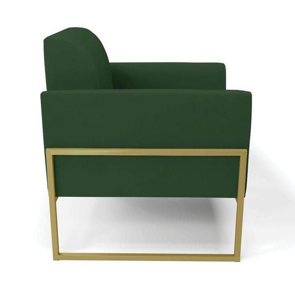 Imagem de Kit 2 Poltronas Base Industrial Alta Dourado Marisa Veludo D03 - D'rossi Cor Verde