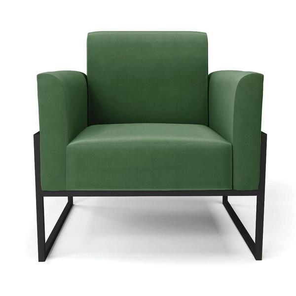 Imagem de Kit 2 Poltronas Base Industrial Alta Preto Marisa Suede Verde D03 - D'rossi