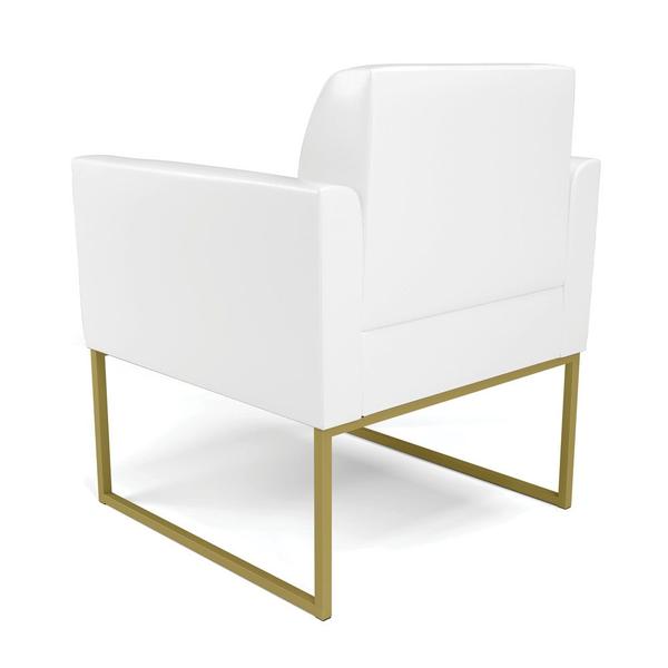 Imagem de Kit 2 Poltronas Base Industrial Dourado Marisa Corano Branco D03 - D'Rossi