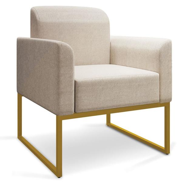 Imagem de Kit 2 Poltronas Base Industrial Dourado Marisa Linho D03 - D'Rossi