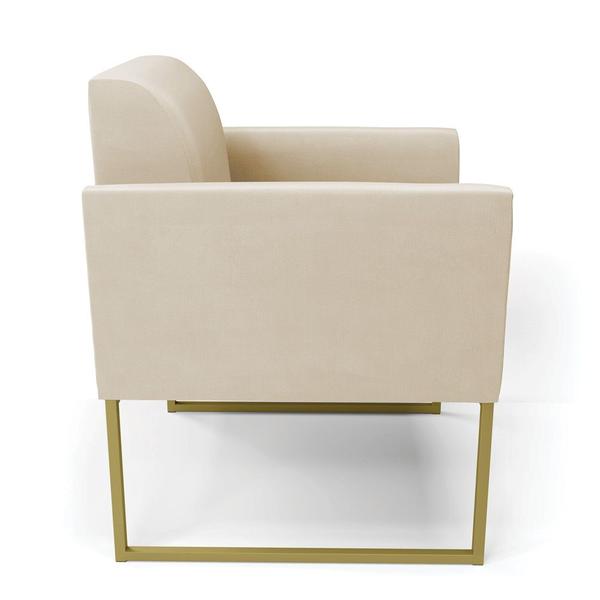 Imagem de Kit 2 Poltronas Base Industrial Dourado Marisa Suede D03 - D'Rossi