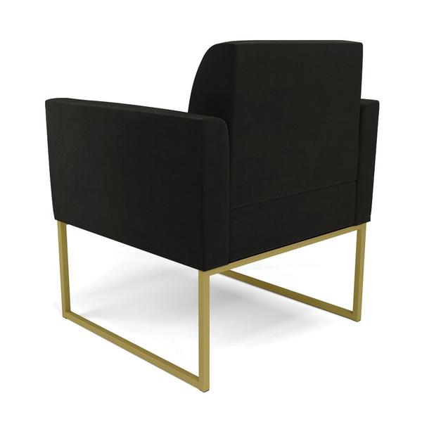 Imagem de Kit 2 Poltronas Base Industrial Dourado Marisa Suede Preto D03 - D'Rossi