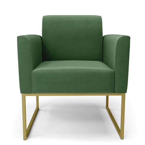 Imagem de Kit 2 Poltronas Base Industrial Dourado Marisa Suede Verde D03 - D'Rossi