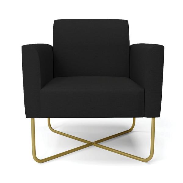 Imagem de Kit 2 Poltronas Base X Industrial Dourado Marisa Linho Preto A79  D03 - D'Rossi