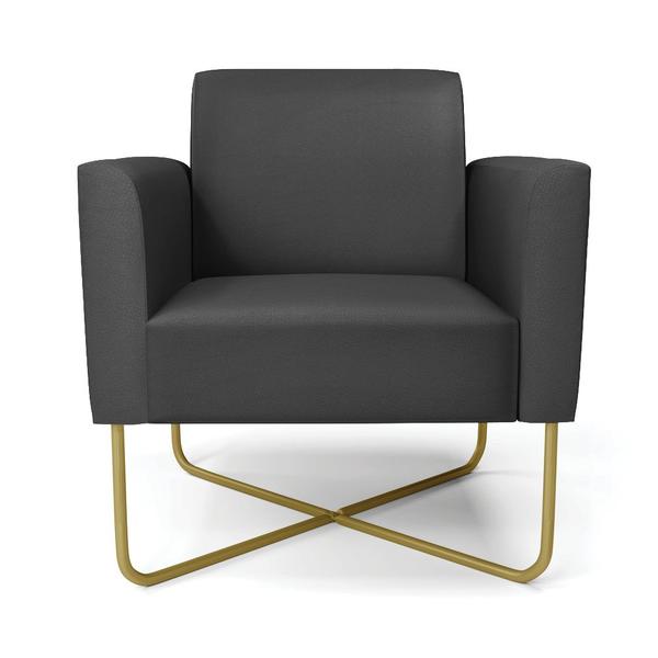 Imagem de Kit 2 Poltronas Base X Industrial Dourado Marisa material sintético  D03 - D'Rossi