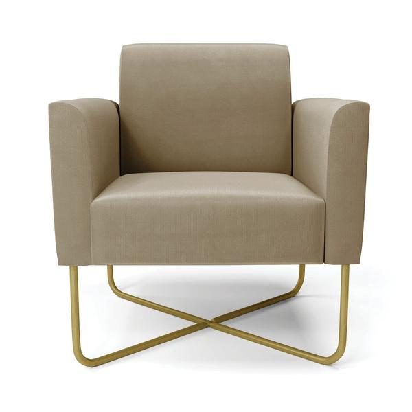 Imagem de Kit 2 Poltronas Base X Industrial Dourado Marisa Suede Marrom Rato  D03 - D'Rossi