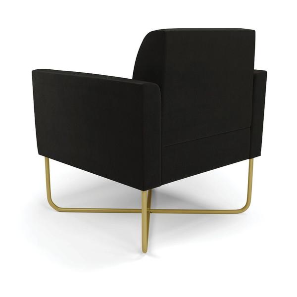 Imagem de Kit 2 Poltronas Base X Industrial Dourado Marisa Suede Preto  D03 - D'Rossi