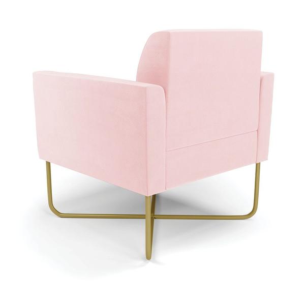 Imagem de Kit 2 Poltronas Base X Industrial Dourado Marisa Suede Rosa Bebê  D03 - D'Rossi