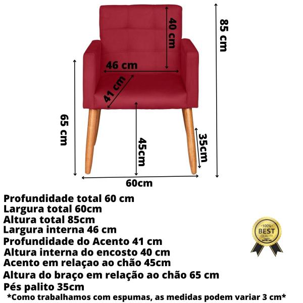 Imagem de Kit 2 Poltronas cadeira com Puff decorativa para Sala de Estar Recepção Manicure Escritório pés palito resistente