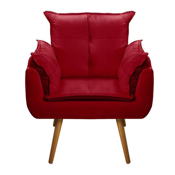 Imagem de Kit 2 Poltronas Cadeira Decorativa Opala Pés Palito Vermelho