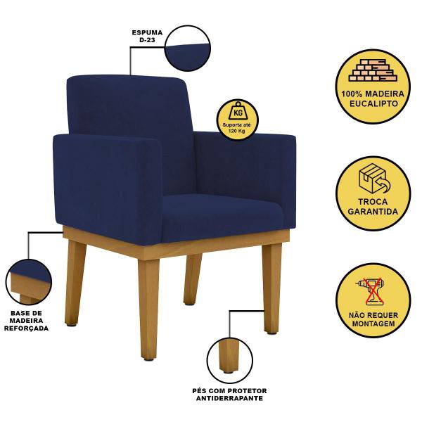 Imagem de Kit 2 Poltronas Cadeira Reforçada Recepção Azul Marinho