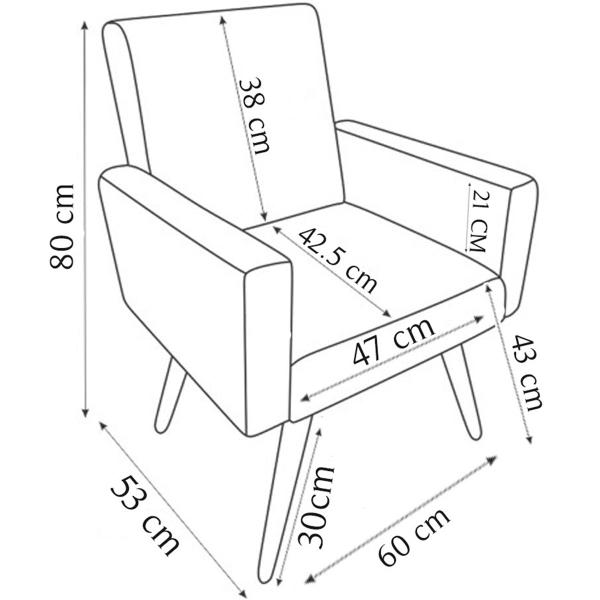 Imagem de Kit 2 Poltronas Cadeiras Decorativas Para Sala Recepção Nina Suede Cores Pé Castanho